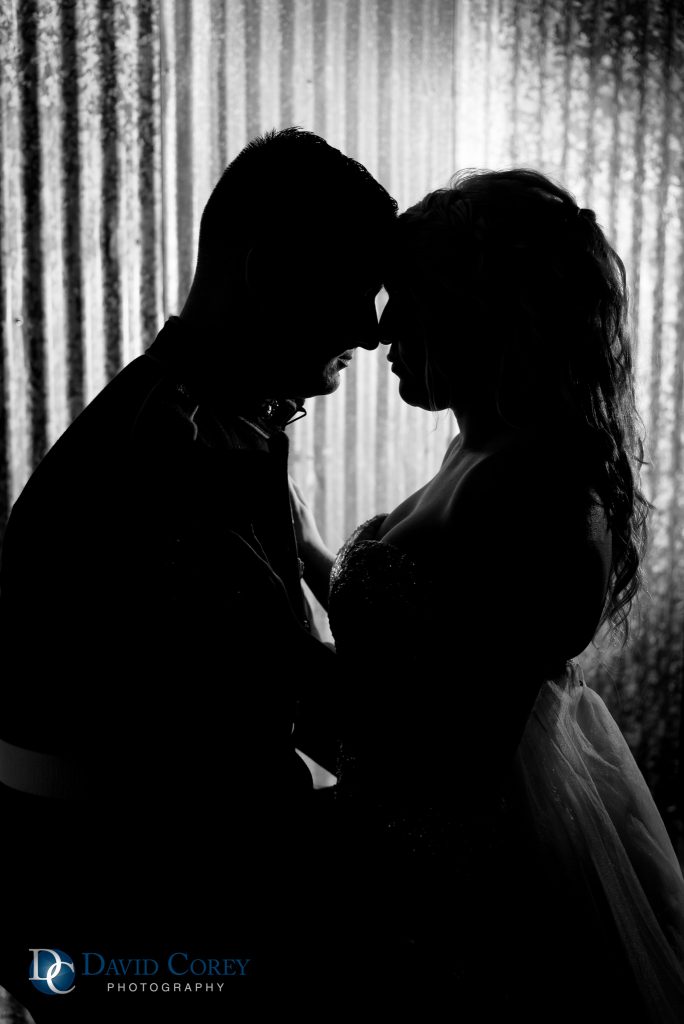 silhouette of bride and groom